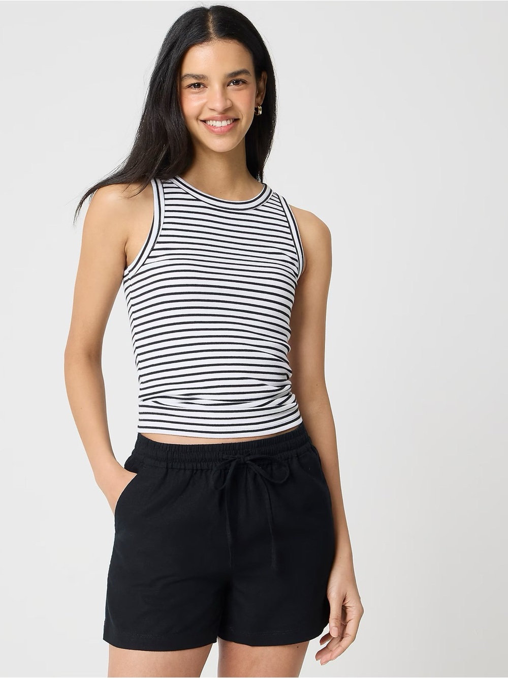 J Crew Factory Linen Blend Drawstring Shorts in Black XXL NWOT 4.8 stars online!
